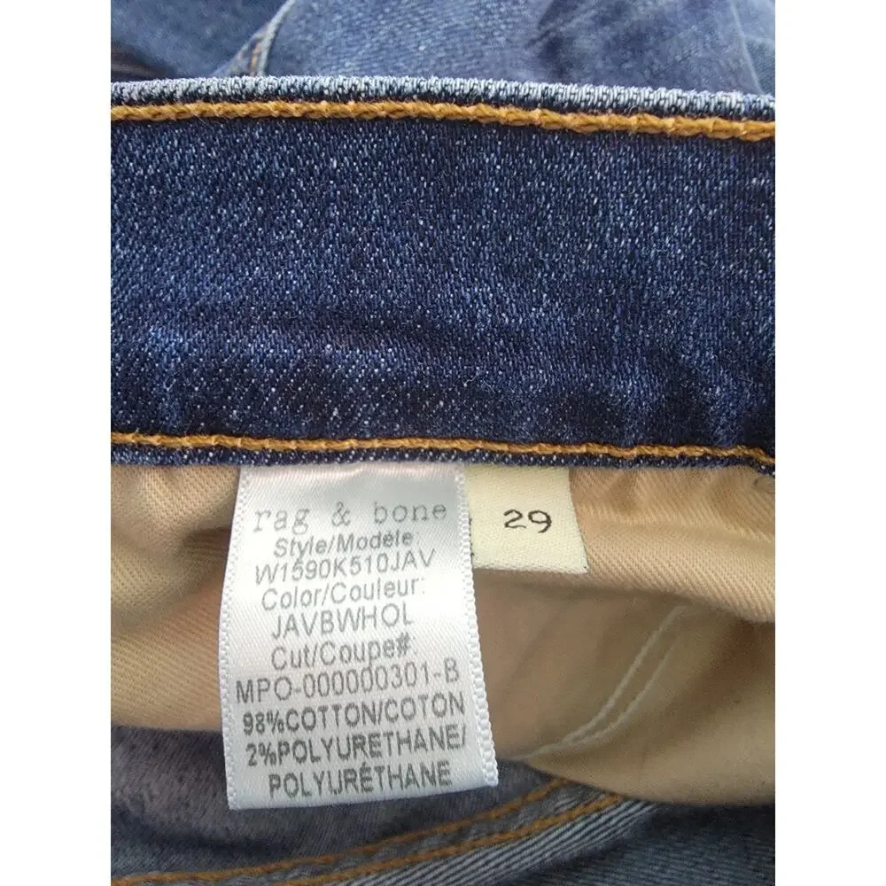 Rag & Bone Jeans Women's Size 29 Dre Slim Boyfriend Mid Rise Raw Hem Stretch_8